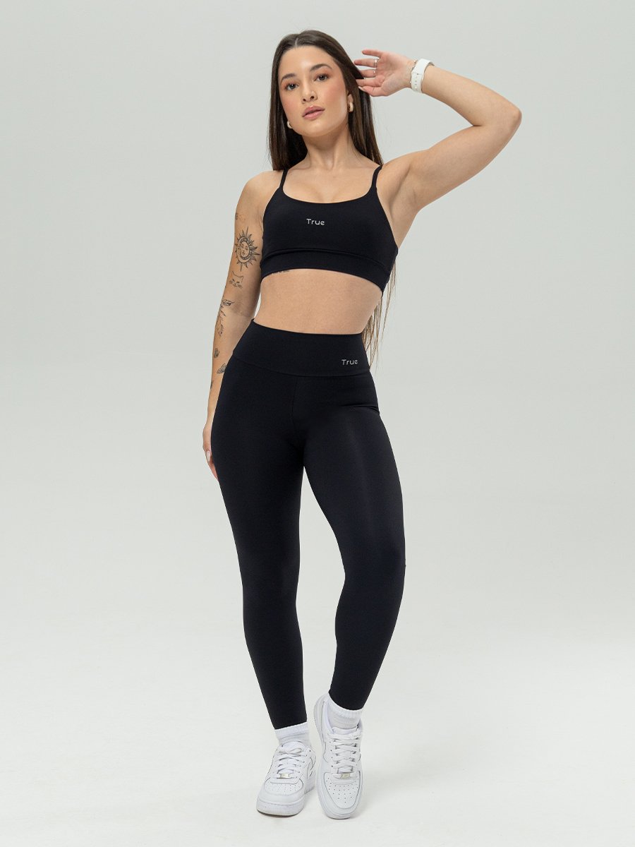 Conjunto Legging e Top Fitness Feminino - Preto