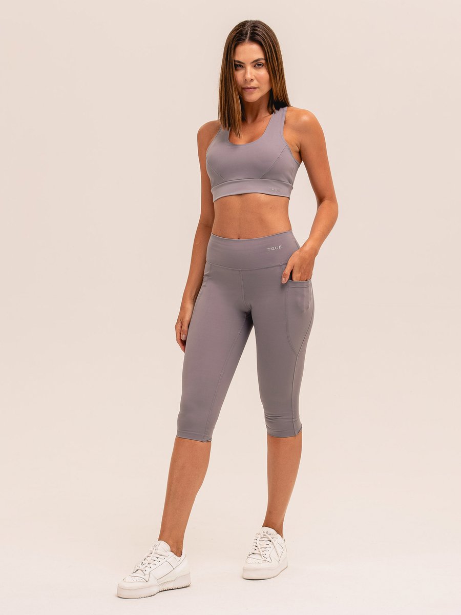 Conjunto Corsario Com Bolso e Top Nadador Emana - Cinza