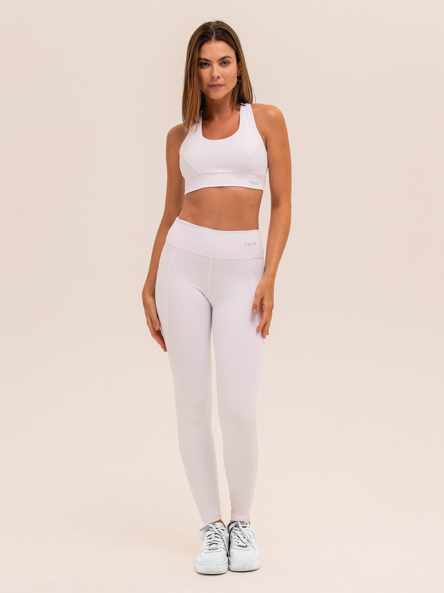 Conjunto Legging com Bolso e Top Nadador EMANA - Branco