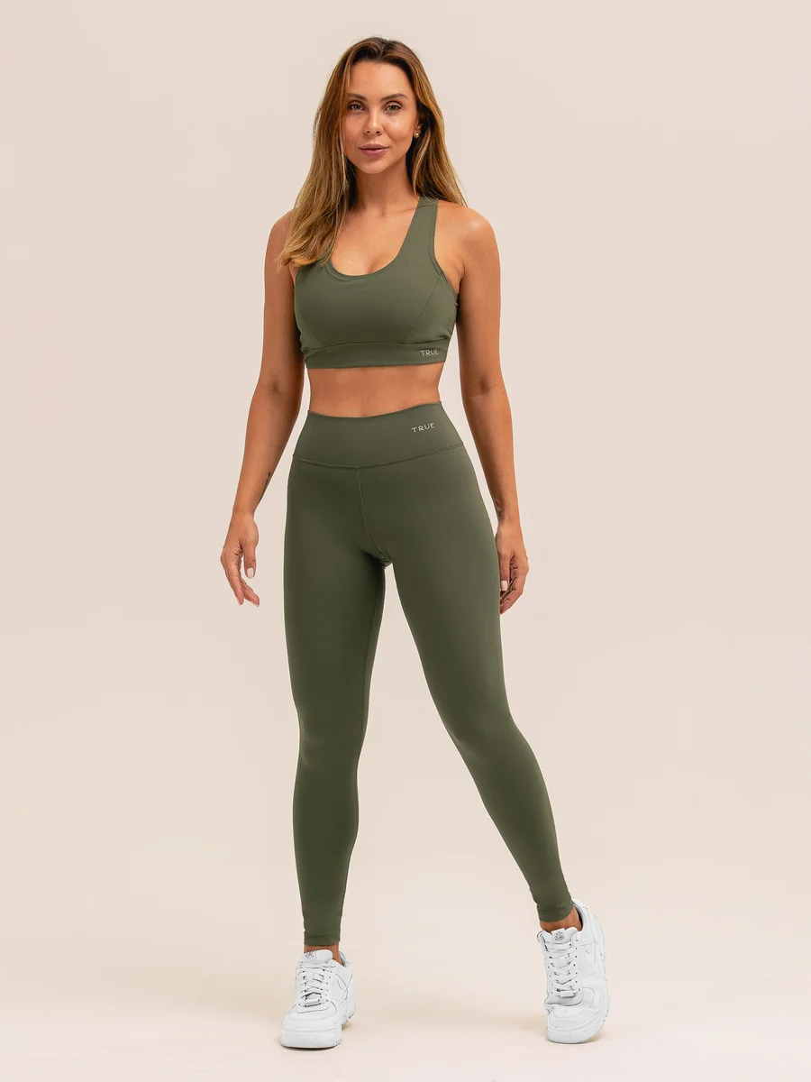 Conjunto Legging e Top Nadador EMANA - Verde Militar 