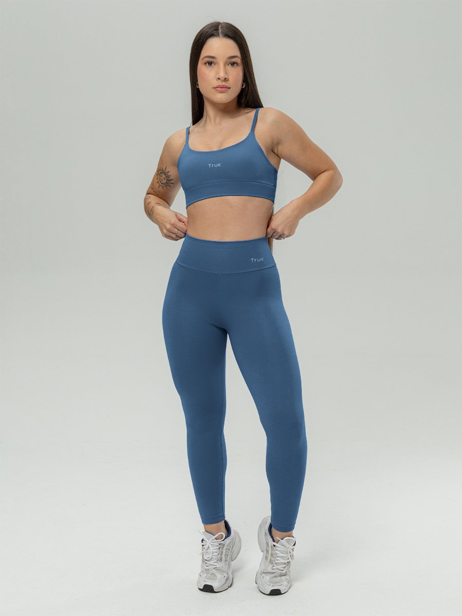 Conjunto Legging e Top Fitness Feminino - Azul Profundo