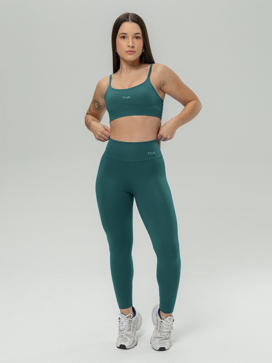 Conjunto Legging e Top Fitness Feminino - Verde Imperial